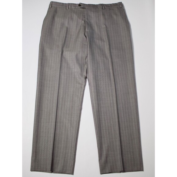 Armani Collezioni Gray Pinstripe Flat Front Wool Dress Pants Italy Men Sz. 36x31 - Picture 1 of 12